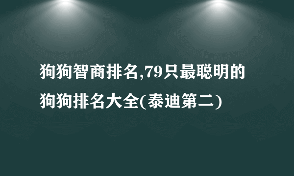 狗狗智商排名,79只最聪明的狗狗排名大全(泰迪第二)