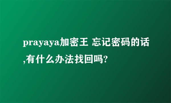 prayaya加密王 忘记密码的话,有什么办法找回吗?