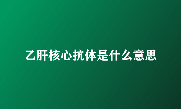 乙肝核心抗体是什么意思
