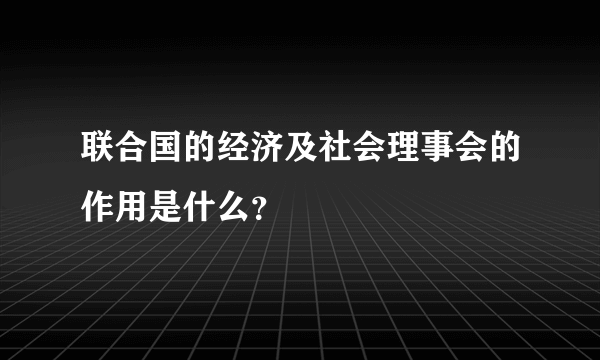 联合国的经济及社会理事会的作用是什么？