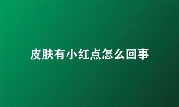 皮肤有小红点怎么回事