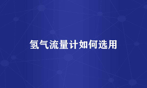 氢气流量计如何选用