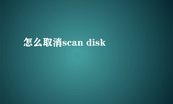 怎么取消scan disk
