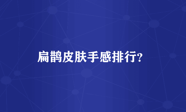 扁鹊皮肤手感排行？
