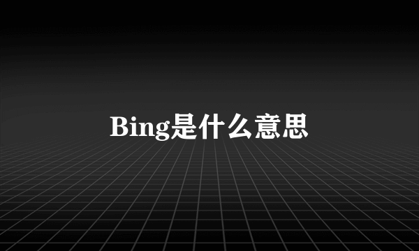 Bing是什么意思