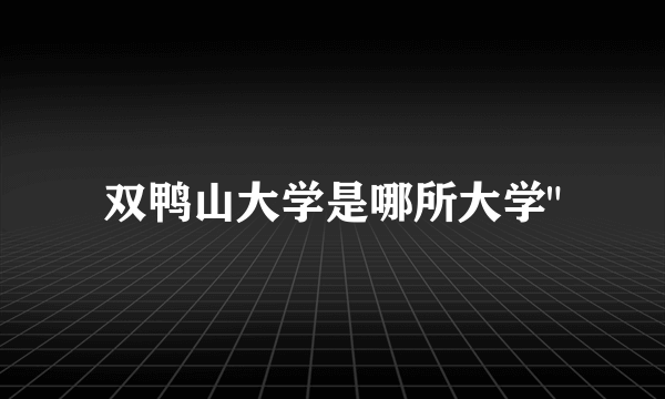双鸭山大学是哪所大学