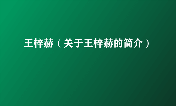 王梓赫（关于王梓赫的简介）