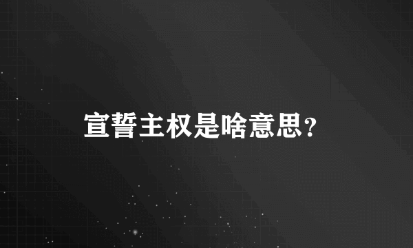 宣誓主权是啥意思？