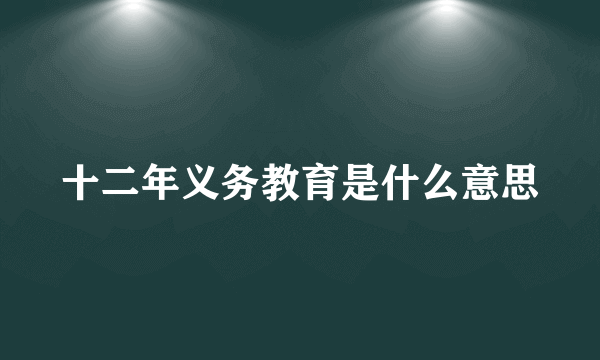 十二年义务教育是什么意思