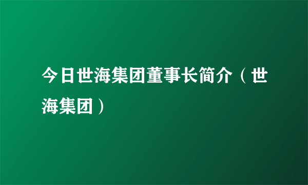 今日世海集团董事长简介（世海集团）