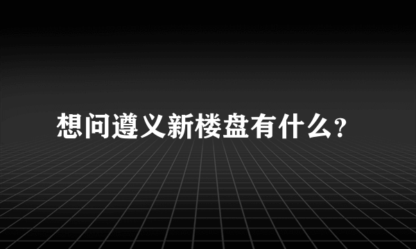 想问遵义新楼盘有什么？