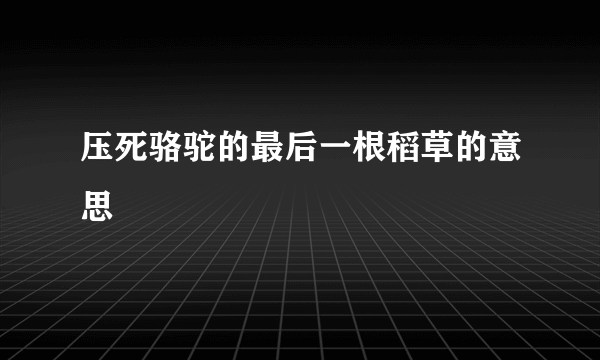 压死骆驼的最后一根稻草的意思
