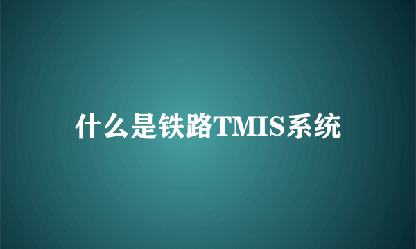 什么是铁路TMIS系统