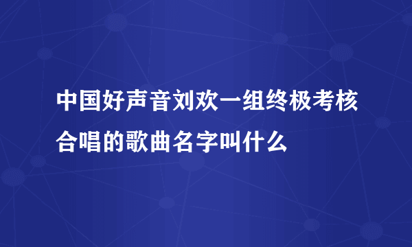 中国好声音刘欢一组终极考核合唱的歌曲名字叫什么