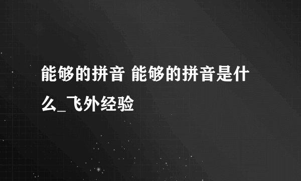 能够的拼音 能够的拼音是什么_飞外经验