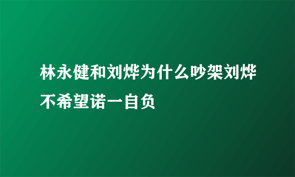 林永健和刘烨为什么吵架刘烨不希望诺一自负