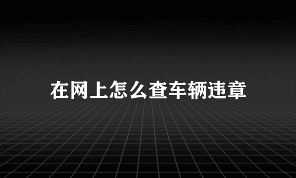 在网上怎么查车辆违章