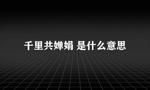 千里共婵娟 是什么意思