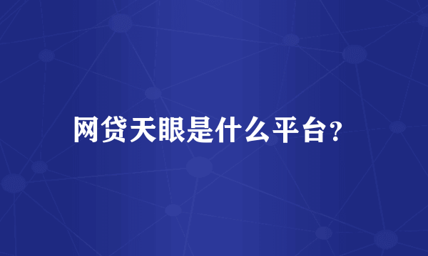 网贷天眼是什么平台？