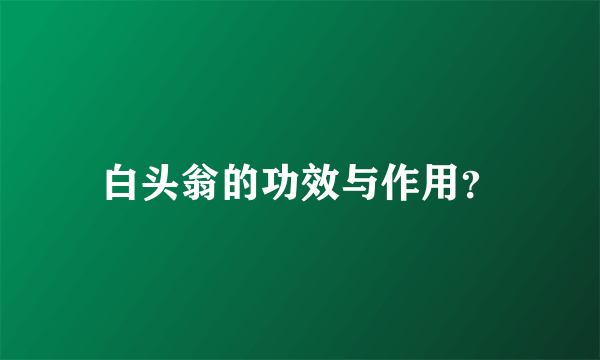 白头翁的功效与作用？
