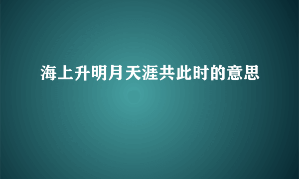 海上升明月天涯共此时的意思