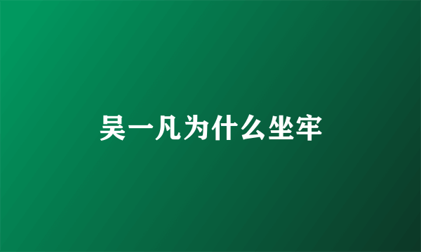 吴一凡为什么坐牢