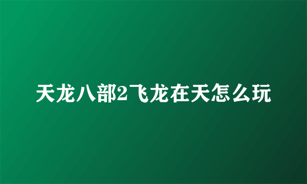 天龙八部2飞龙在天怎么玩