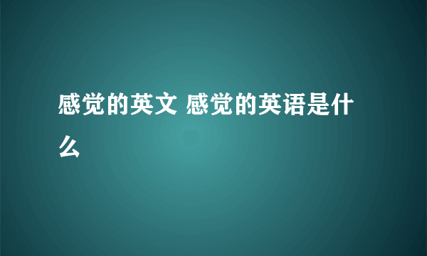 感觉的英文 感觉的英语是什么