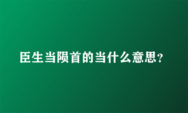 臣生当陨首的当什么意思？