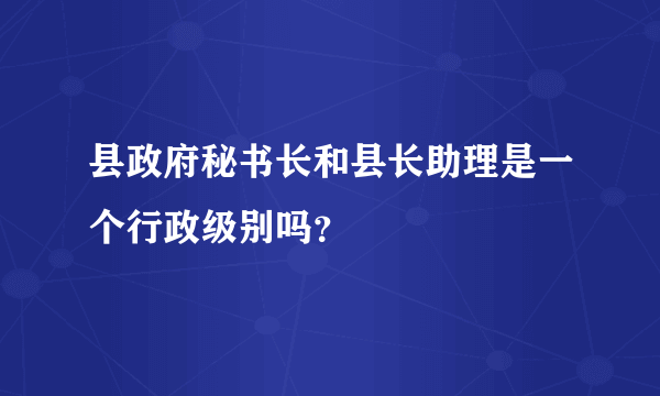 县政府秘书长和县长助理是一个行政级别吗？