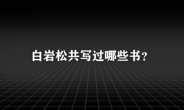 白岩松共写过哪些书？