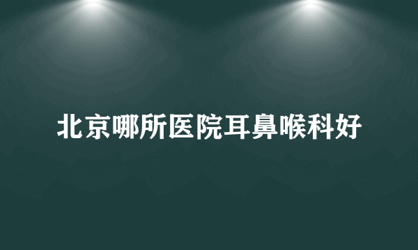 北京哪所医院耳鼻喉科好