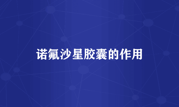 诺氟沙星胶囊的作用