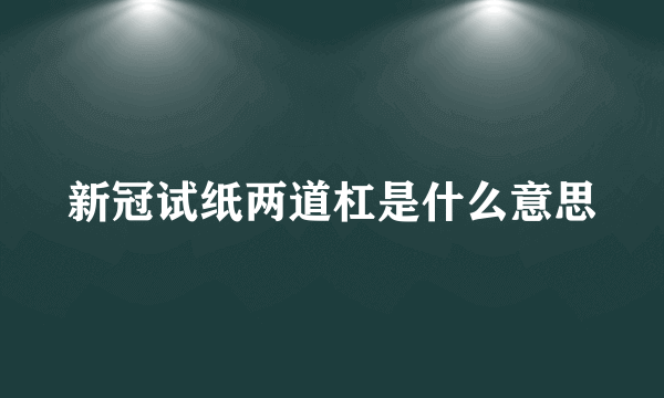 新冠试纸两道杠是什么意思