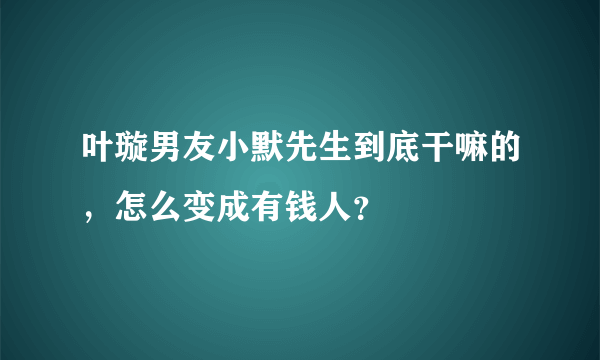 叶璇男友小默先生到底干嘛的，怎么变成有钱人？