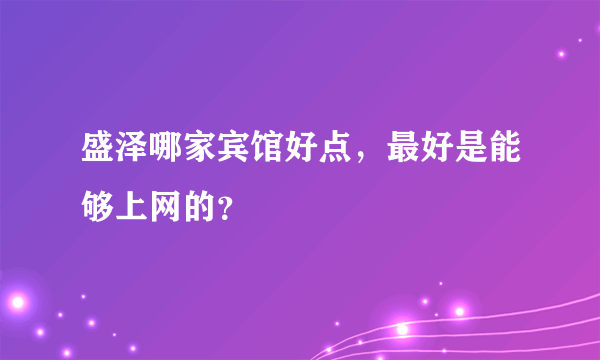 盛泽哪家宾馆好点，最好是能够上网的？