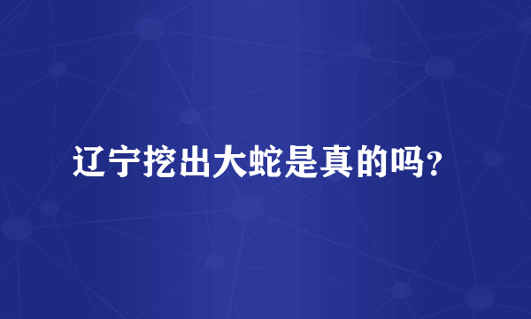 辽宁挖出大蛇是真的吗？