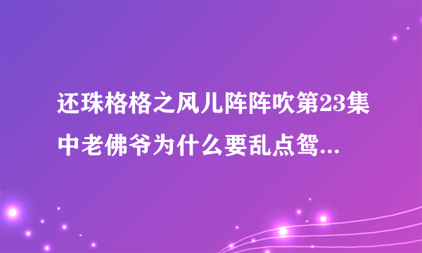还珠格格之风儿阵阵吹第23集中老佛爷为什么要乱点鸳鸯谱？？？？？