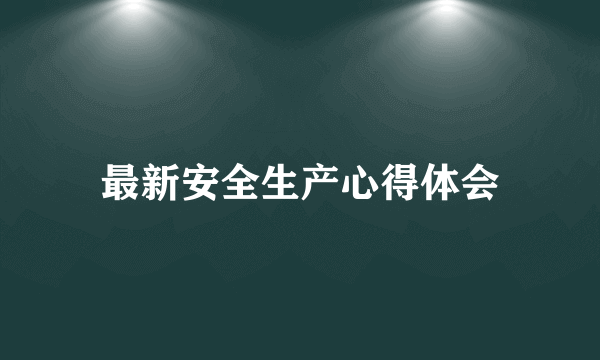 最新安全生产心得体会
