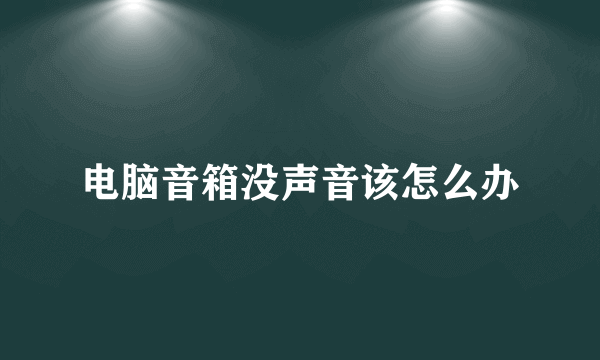 电脑音箱没声音该怎么办