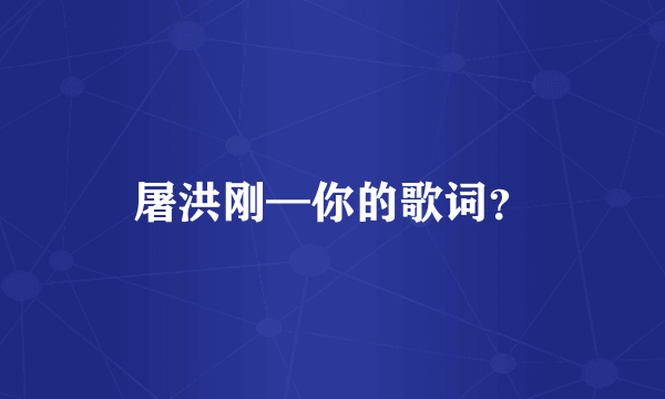 屠洪刚—你的歌词？