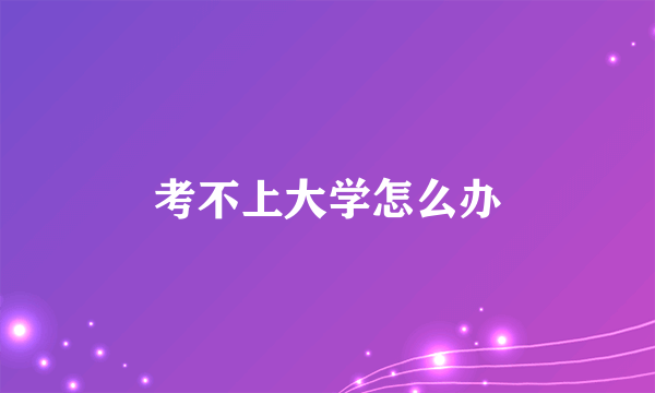 考不上大学怎么办