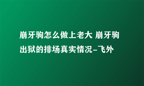 崩牙驹怎么做上老大 崩牙驹出狱的排场真实情况-飞外