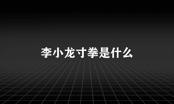 李小龙寸拳是什么
