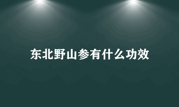 东北野山参有什么功效