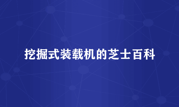 挖掘式装载机的芝士百科