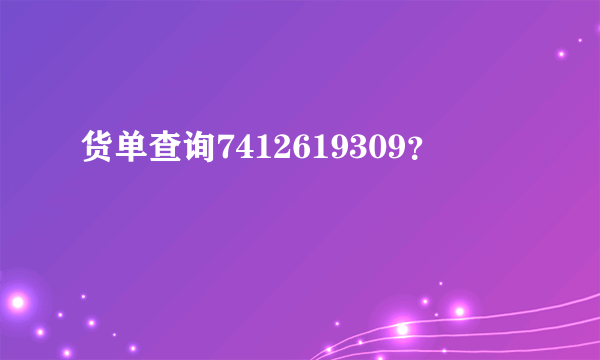 货单查询7412619309？