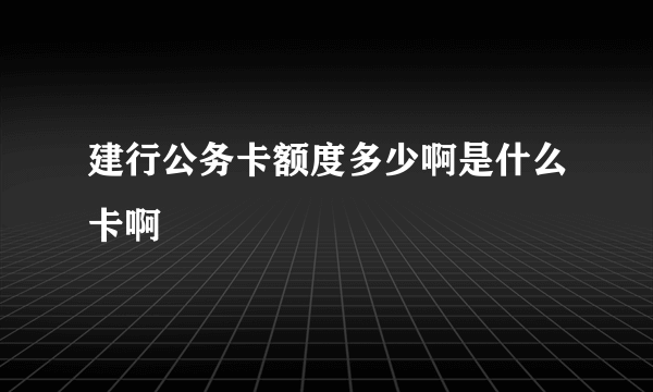 建行公务卡额度多少啊是什么卡啊