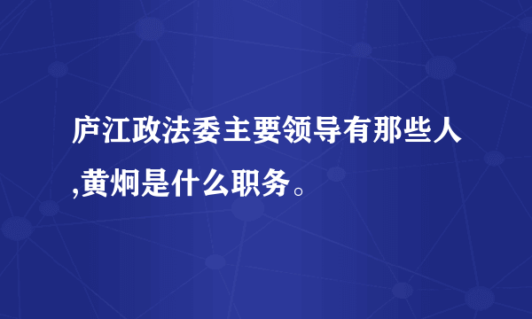 庐江政法委主要领导有那些人,黄炯是什么职务。