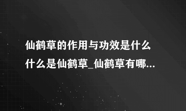 仙鹤草的作用与功效是什么 什么是仙鹤草_仙鹤草有哪些作用与功效_仙鹤草的形态特征_仙鹤草的入药方法